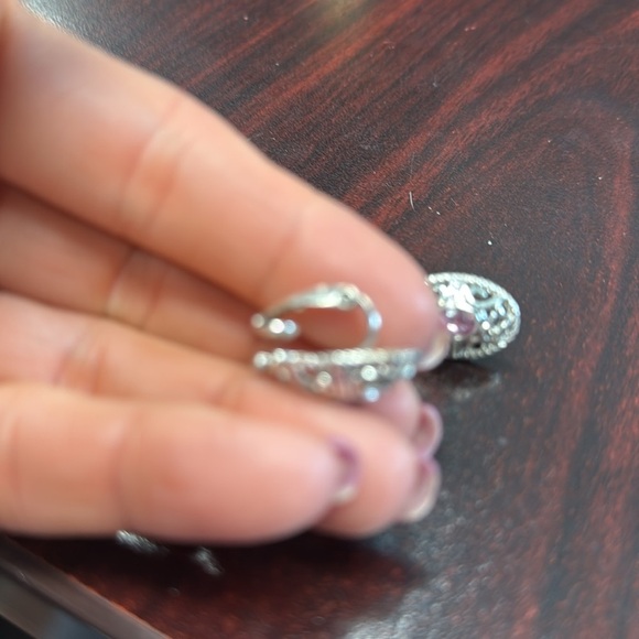 Avon scroll pendant/earring faceted stone Silver/Pink Vintage Necklace set - Picture 9 of 9